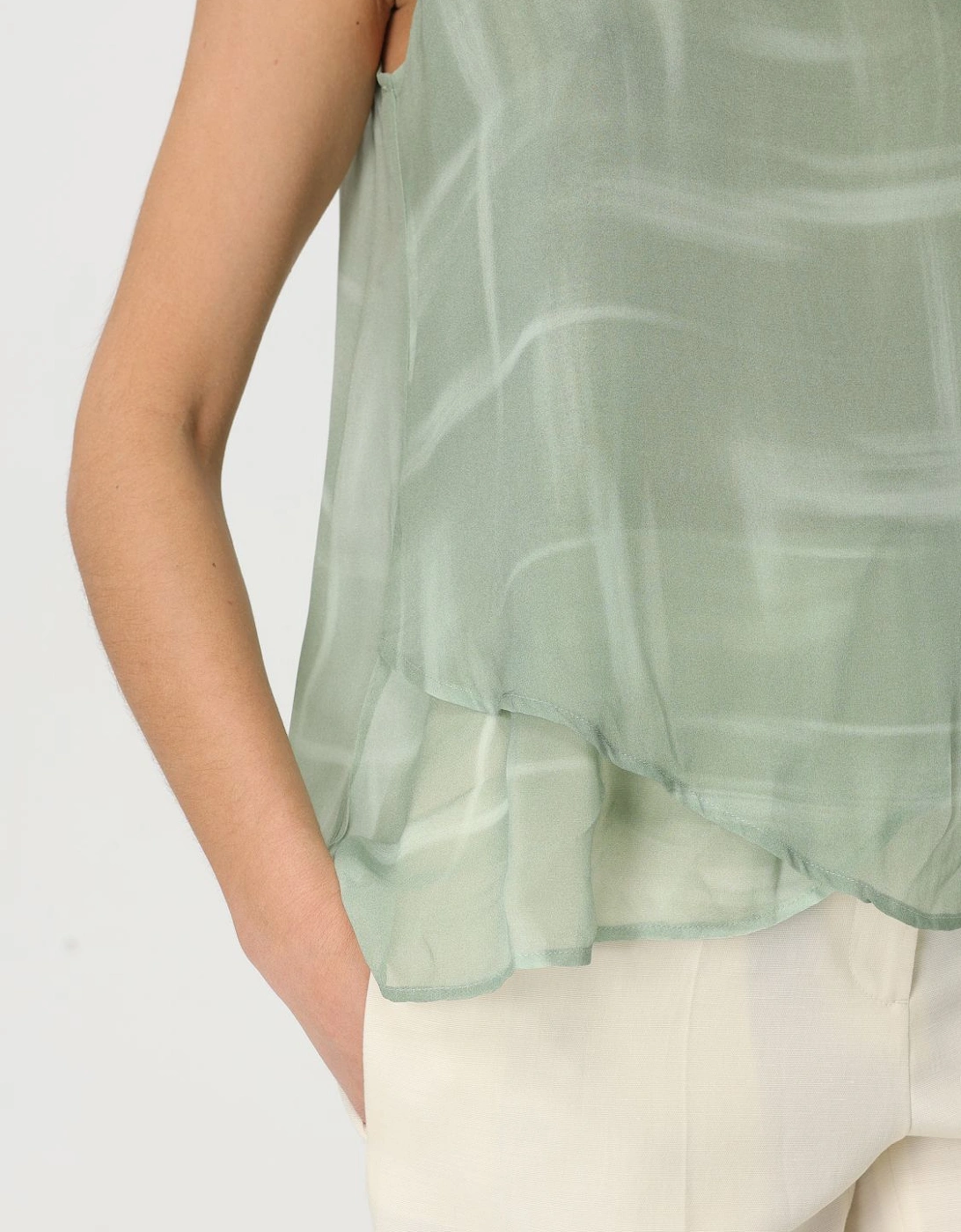 Silk Sleeveless Blouse Abstract Print