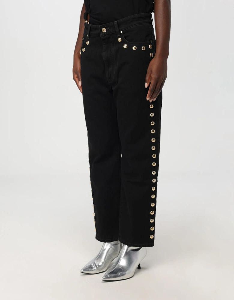 Studded MidRise Straight Leg Jeans