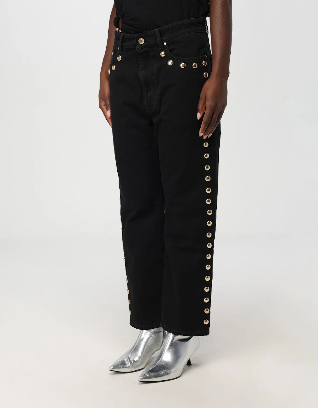 Studded MidRise Straight Leg Jeans