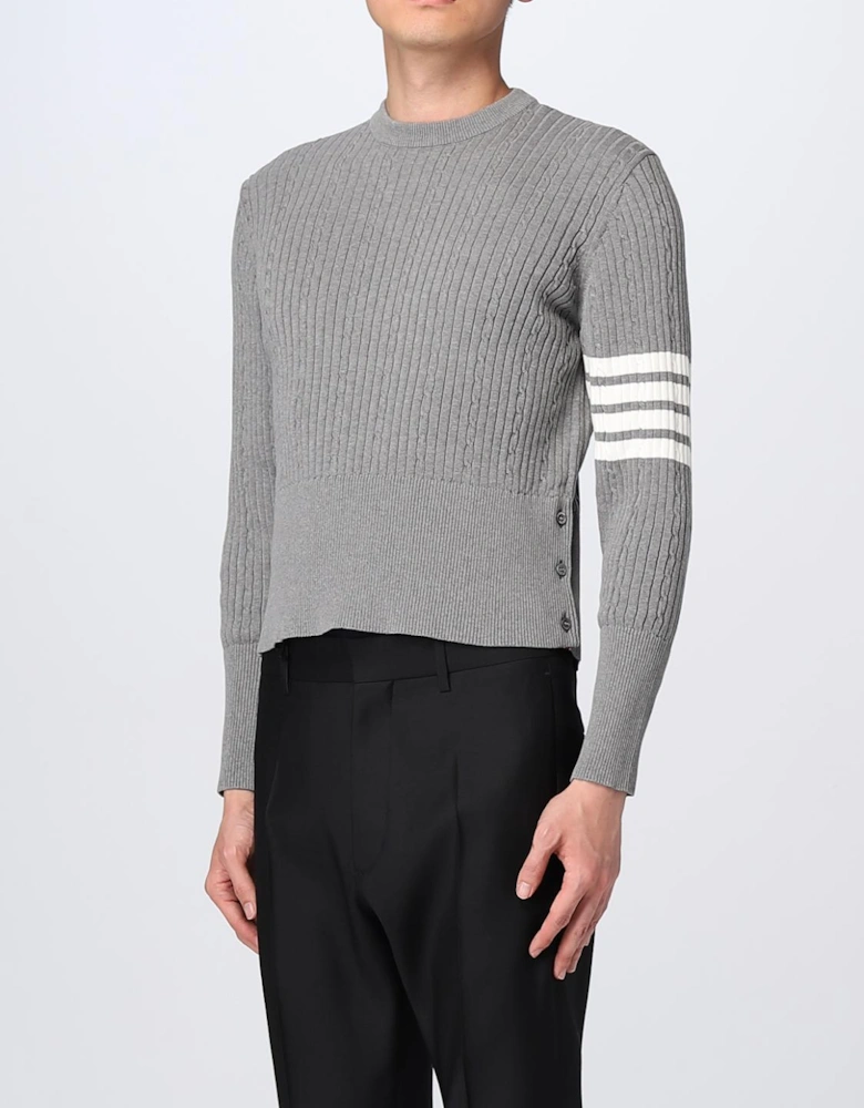 Cropped Merino Wool Ribbed Knit Sweater