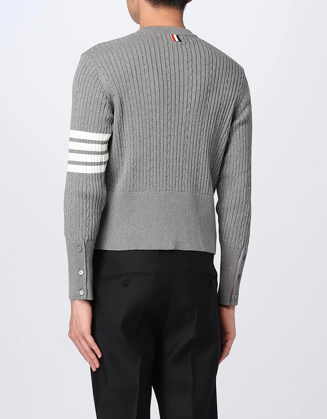 Cropped Merino Wool Ribbed Knit Sweater