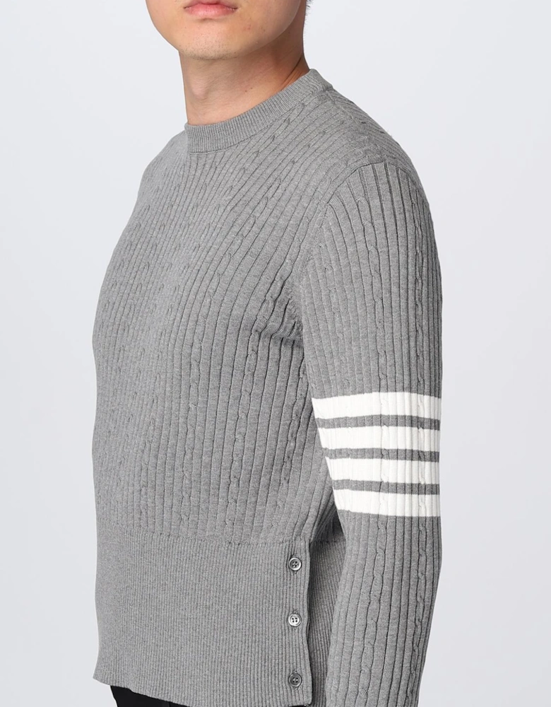 Cropped Merino Wool Ribbed Knit Sweater