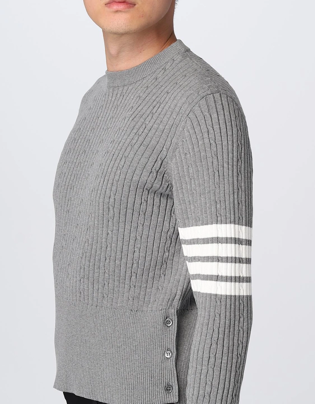 Cropped Merino Wool Ribbed Knit Sweater
