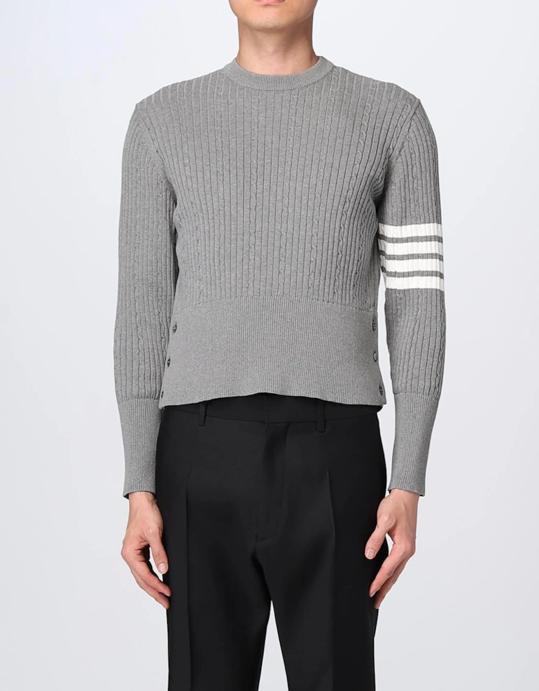 Cropped Merino Wool Ribbed Knit Sweater