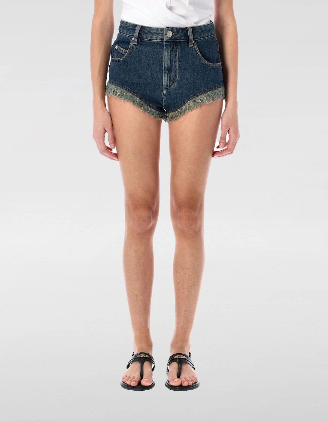 Denim Shorts Frayed Hem