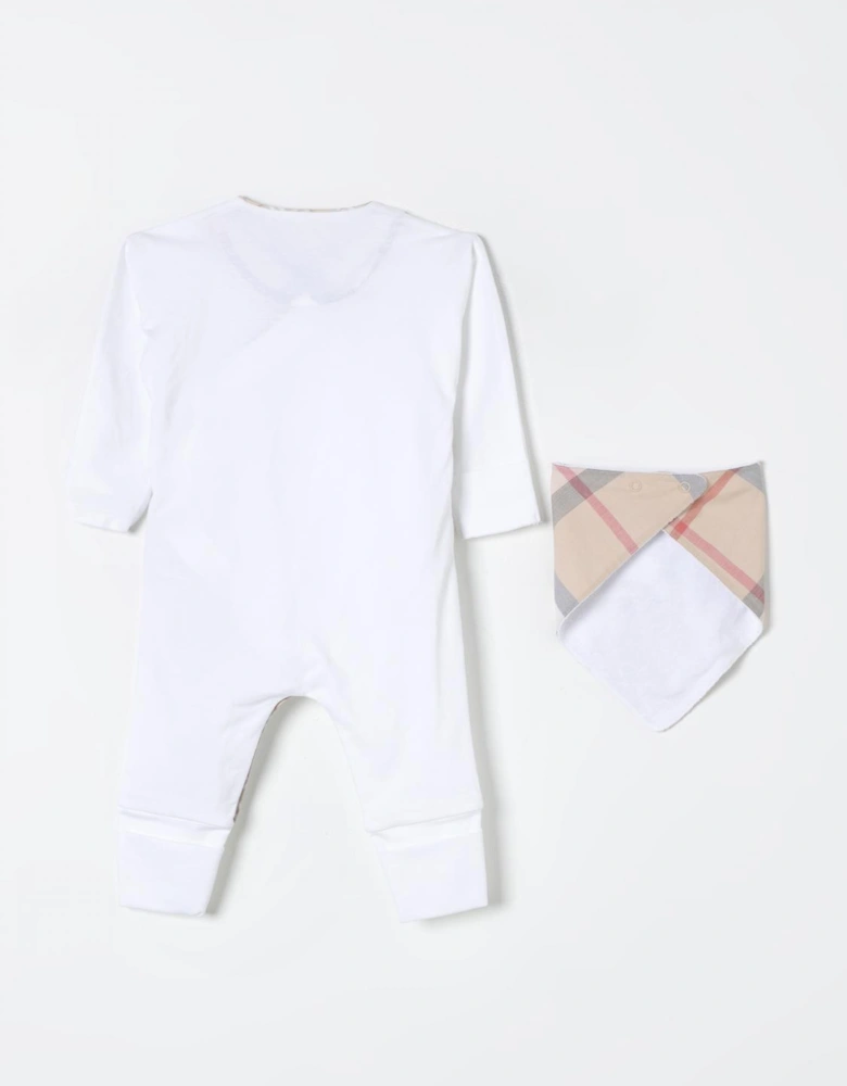Baby Romper Set with Check Bib