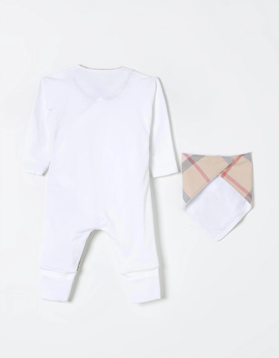 Baby Romper Set with Check Bib