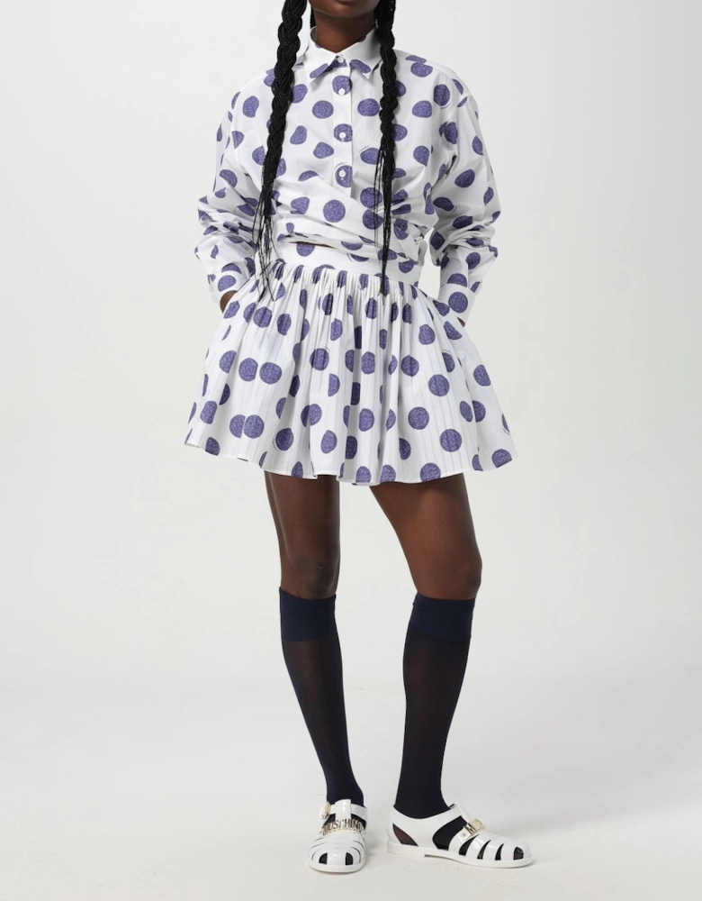 Polka Dot Pleated Mini Skirt
