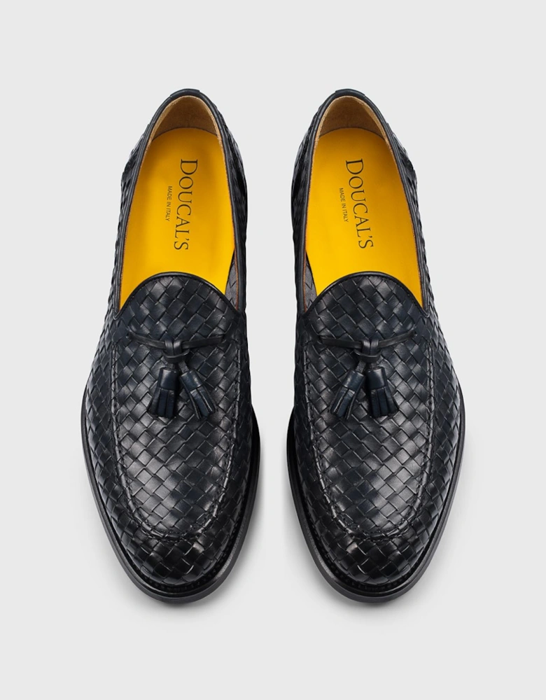 Woven Leather Tassel Loafers