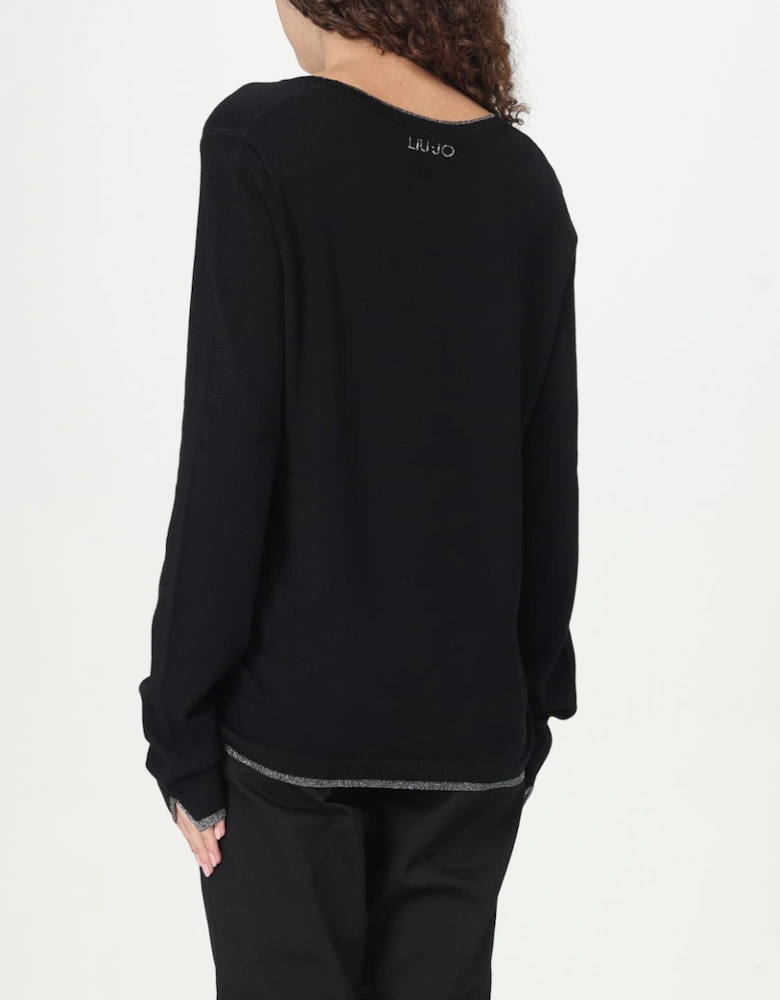 Merino Wool Glitter Trim Sweater