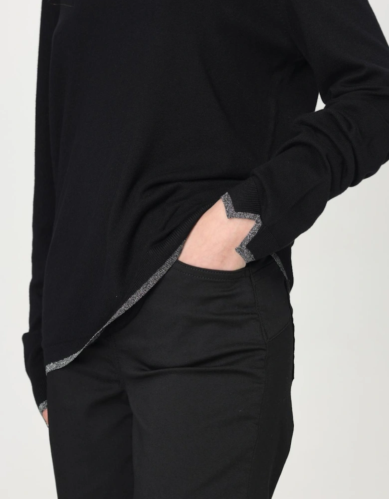 Merino Wool Glitter Trim Sweater