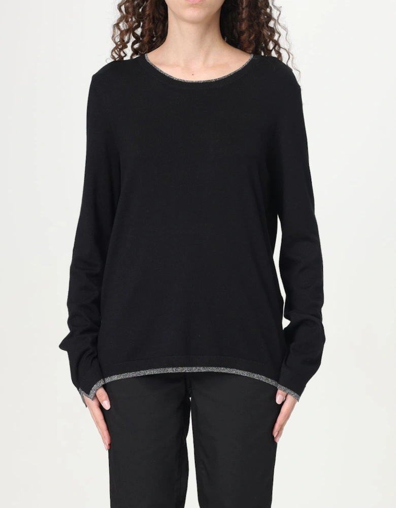 Merino Wool Glitter Trim Sweater