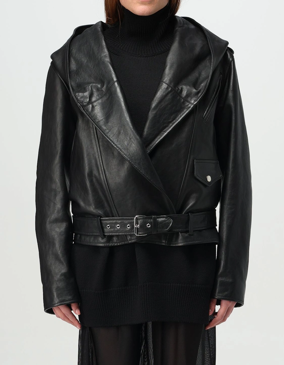 Hooded Leather Belted Jacket, 6 of 5