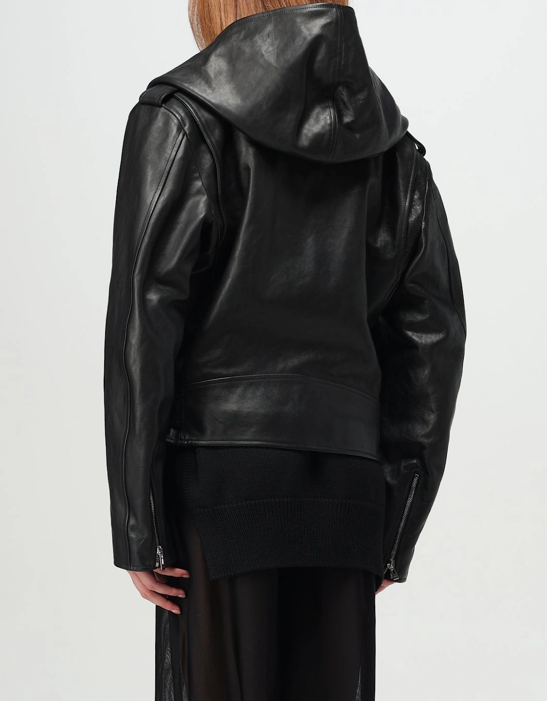 Hooded Leather Belted Jacket