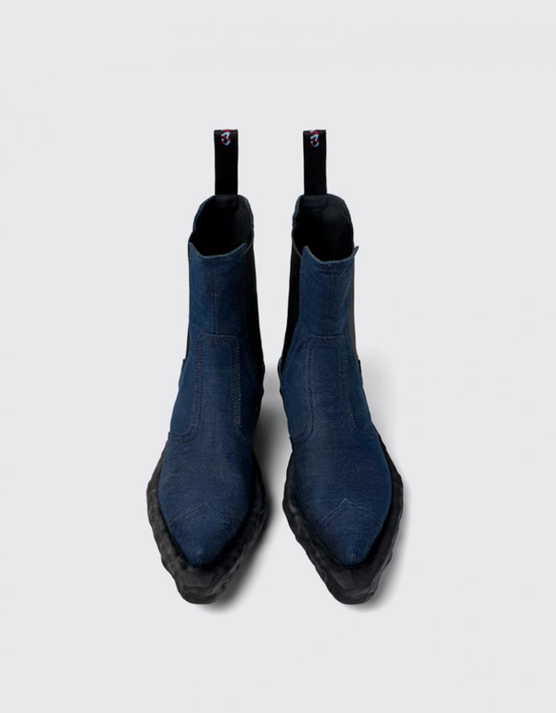 Denim Cowboy Boots Chunky Sole