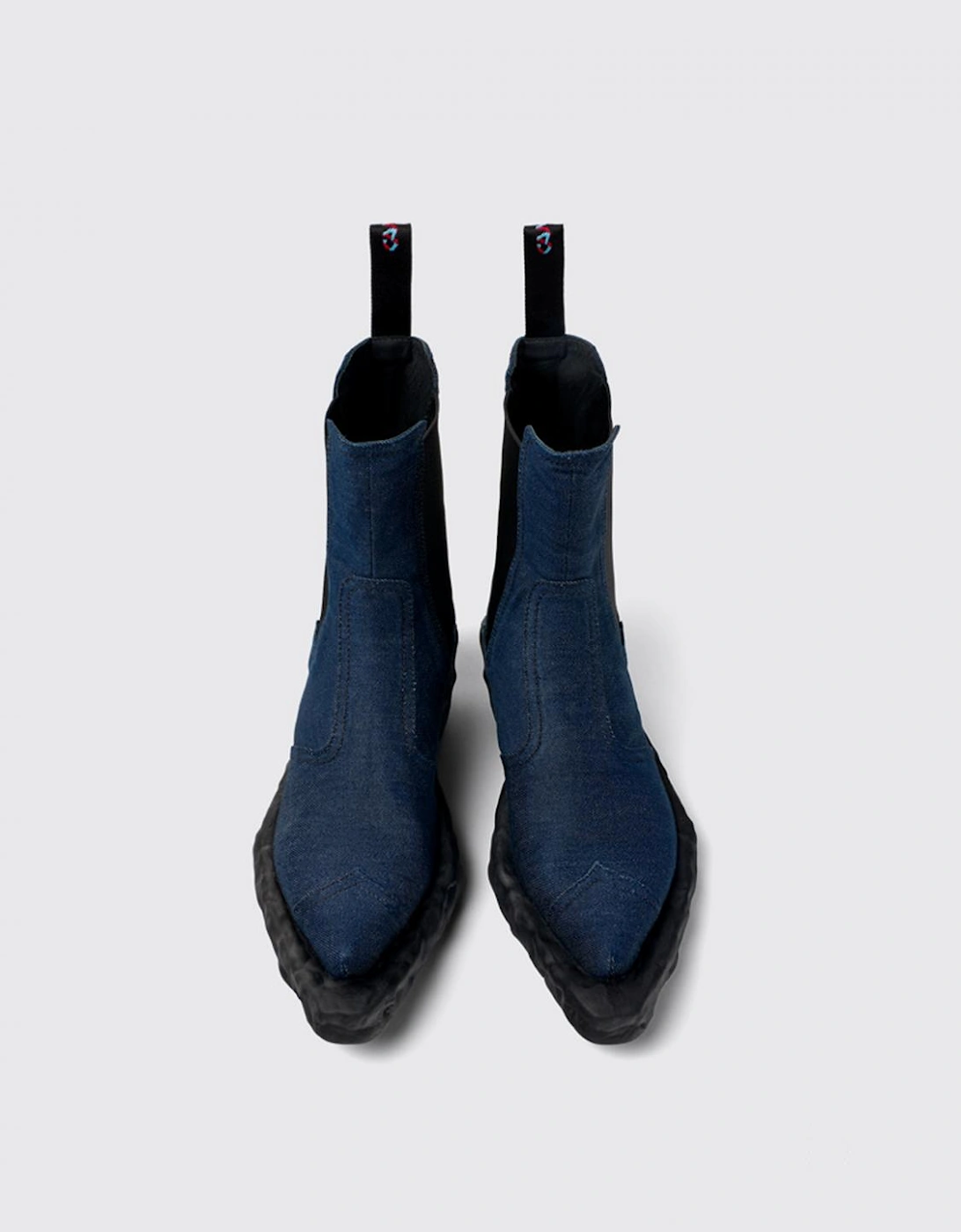Denim Cowboy Boots Chunky Sole