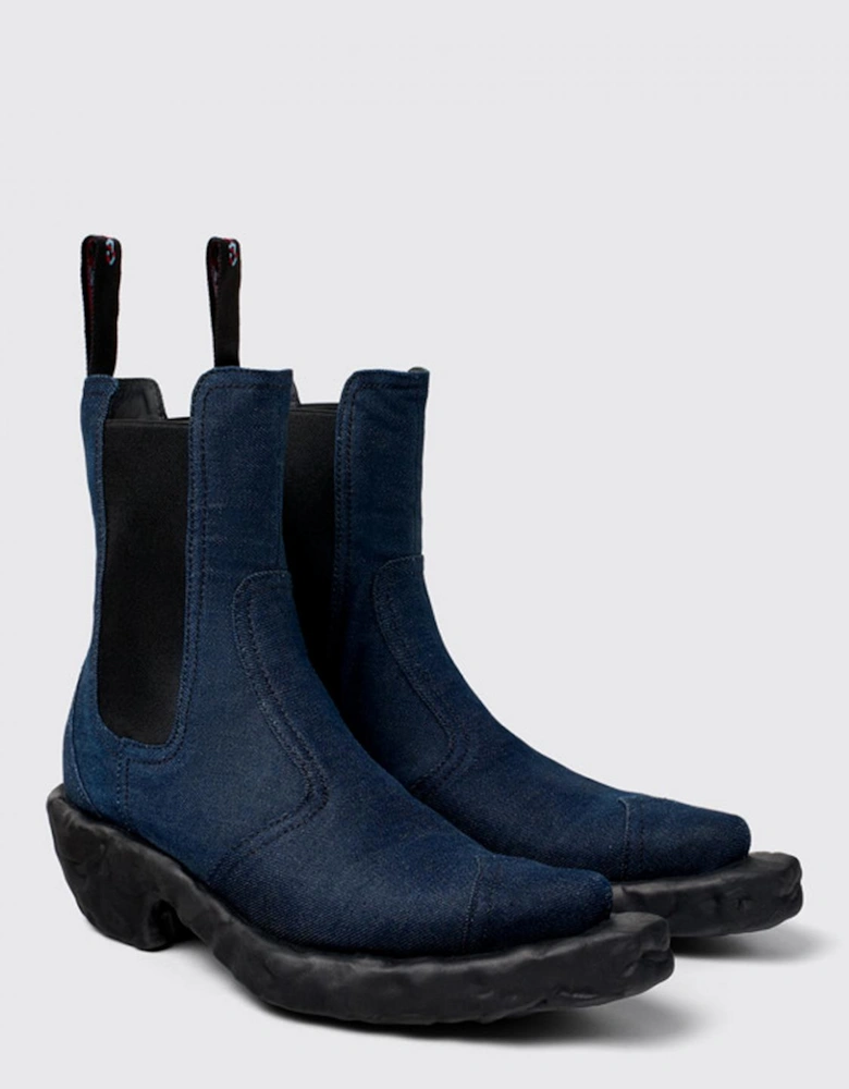 Denim Cowboy Boots Chunky Sole