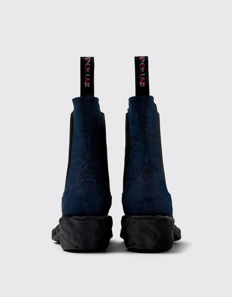 Denim Cowboy Boots Chunky Sole