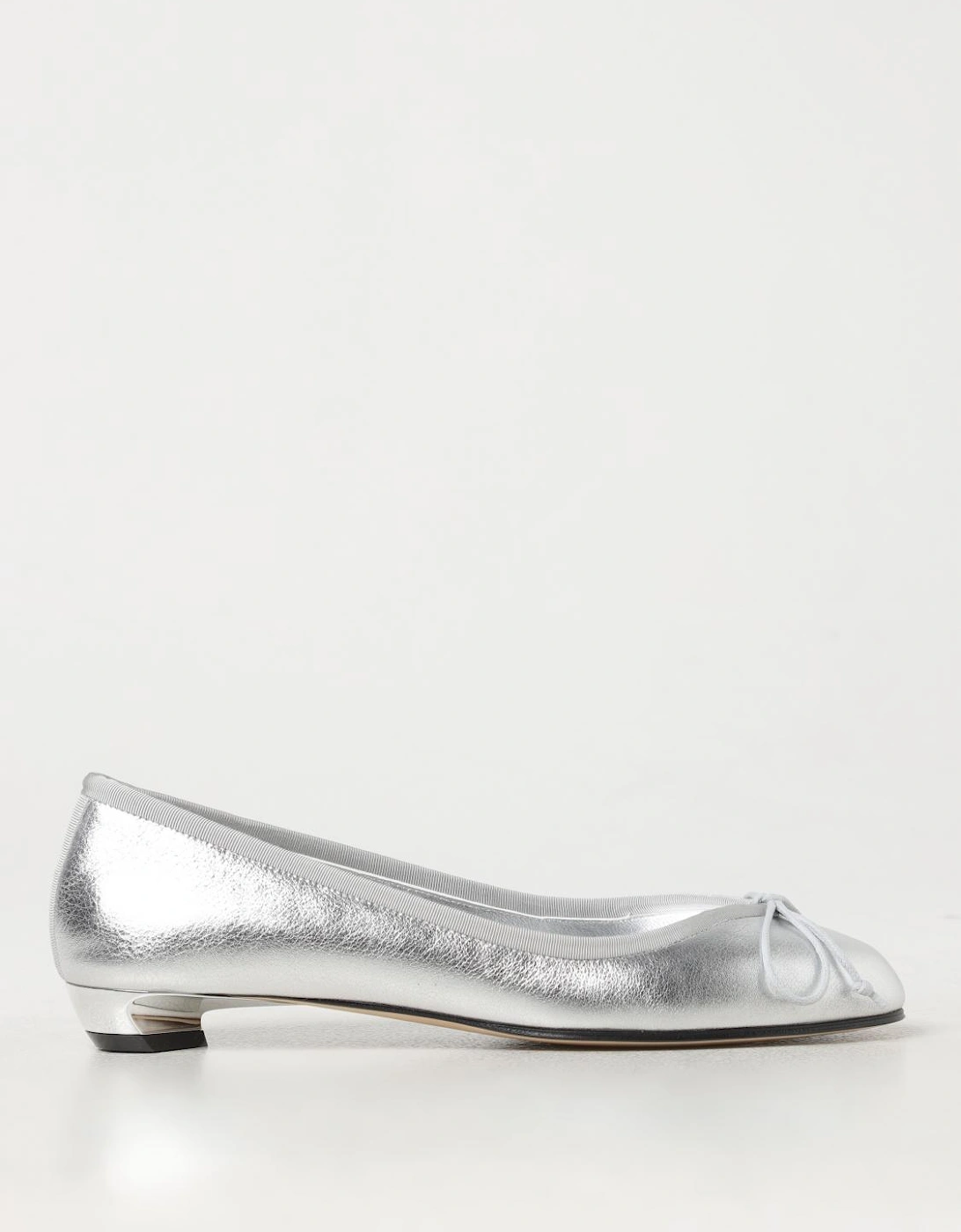Bow Detail Ballerina Flats Silver Leather, 5 of 4