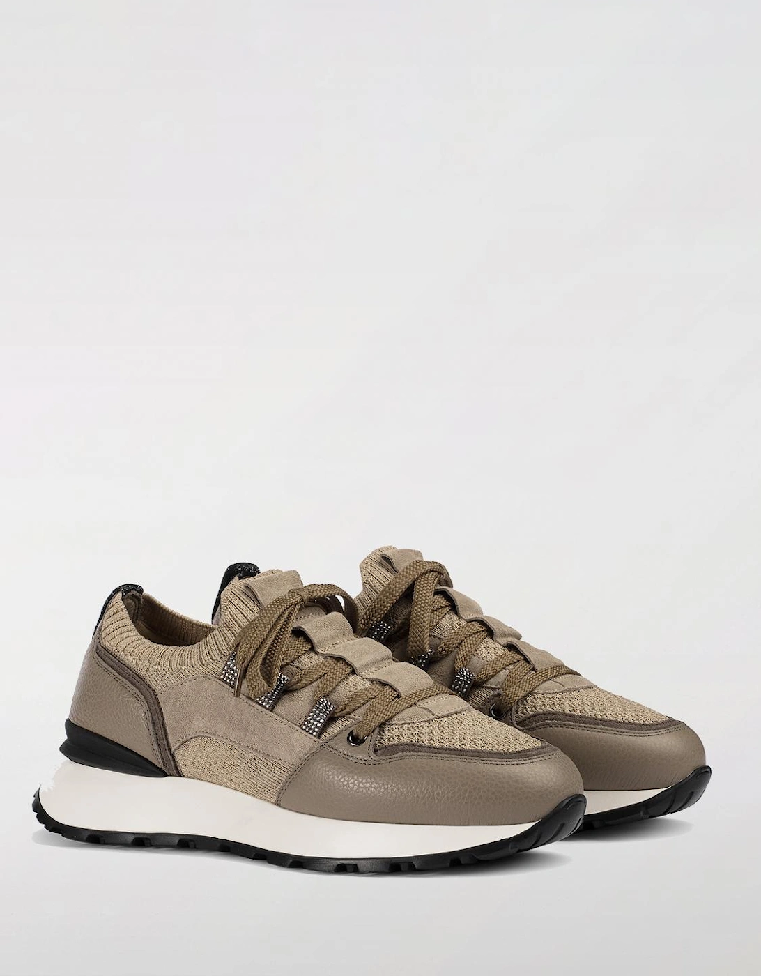 Knit Suede Leather Sneakers