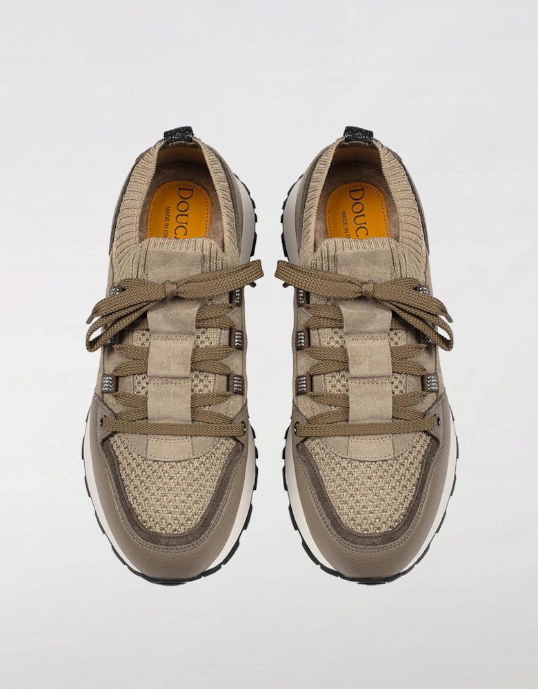 Knit Suede Leather Sneakers