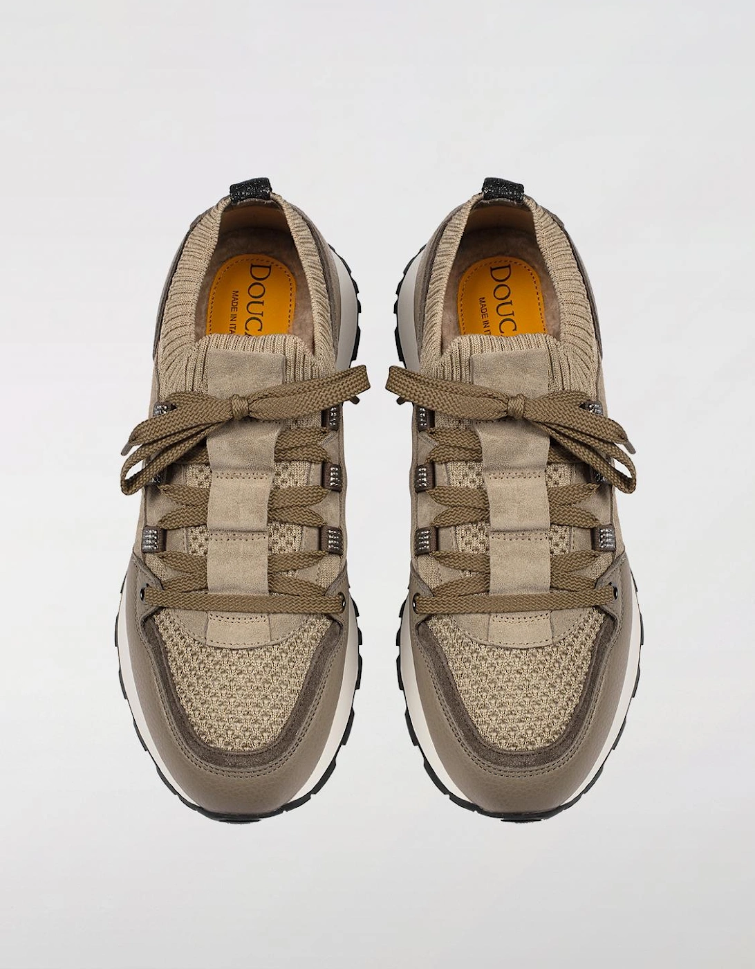 Knit Suede Leather Sneakers