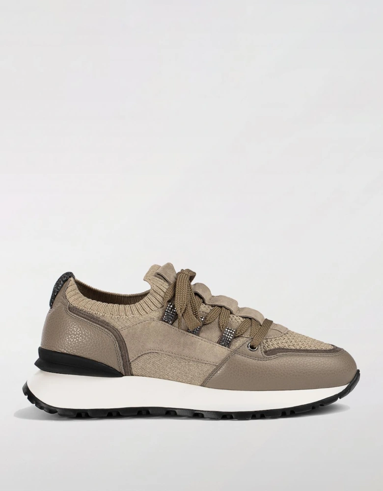 Knit Suede Leather Sneakers