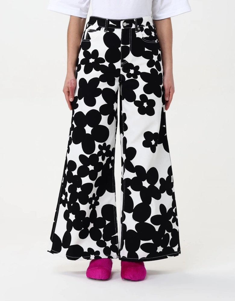 Floral Print Wide Leg Jeans
