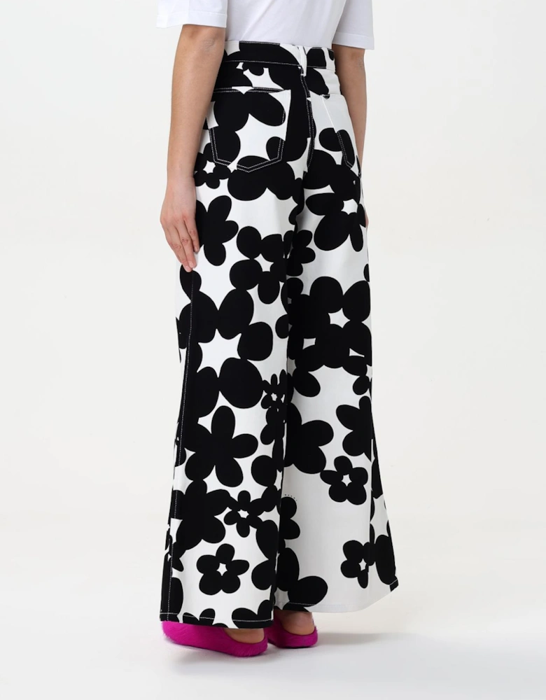 Floral Print Wide Leg Jeans