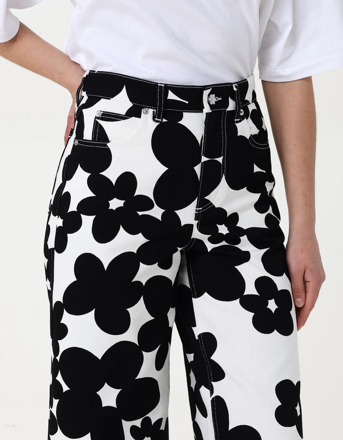 Floral Print Wide Leg Jeans