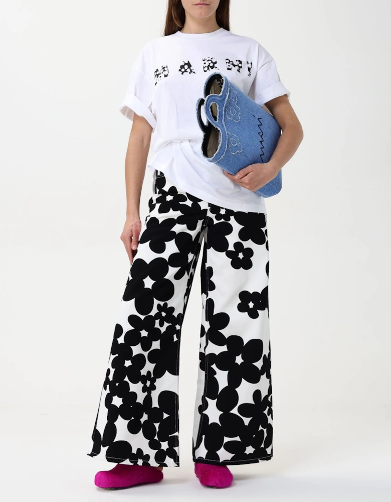 Floral Print Wide Leg Jeans