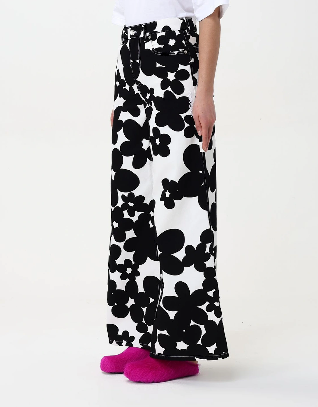 Floral Print Wide Leg Jeans