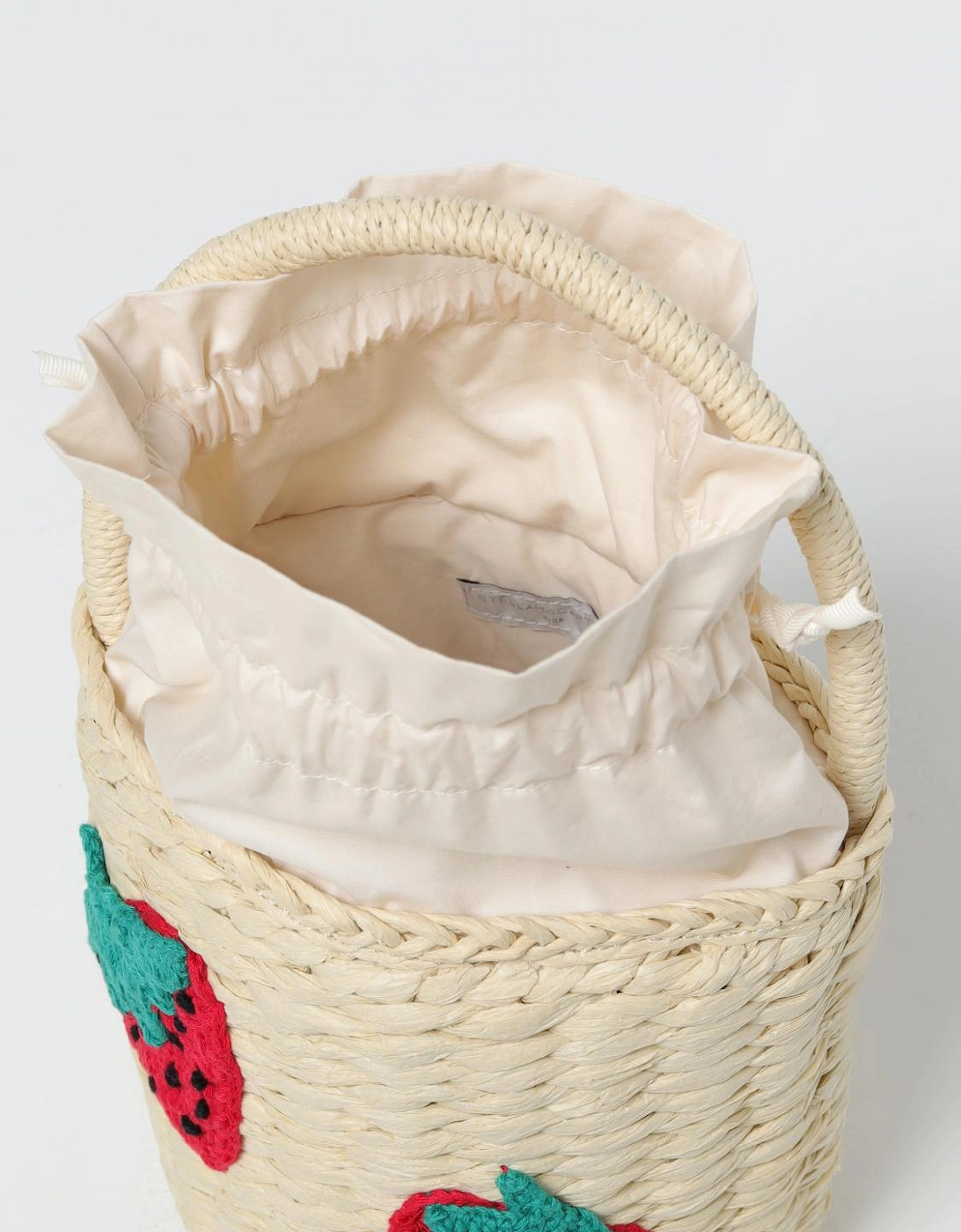 Straw Bag with Strawberry Appliqus
