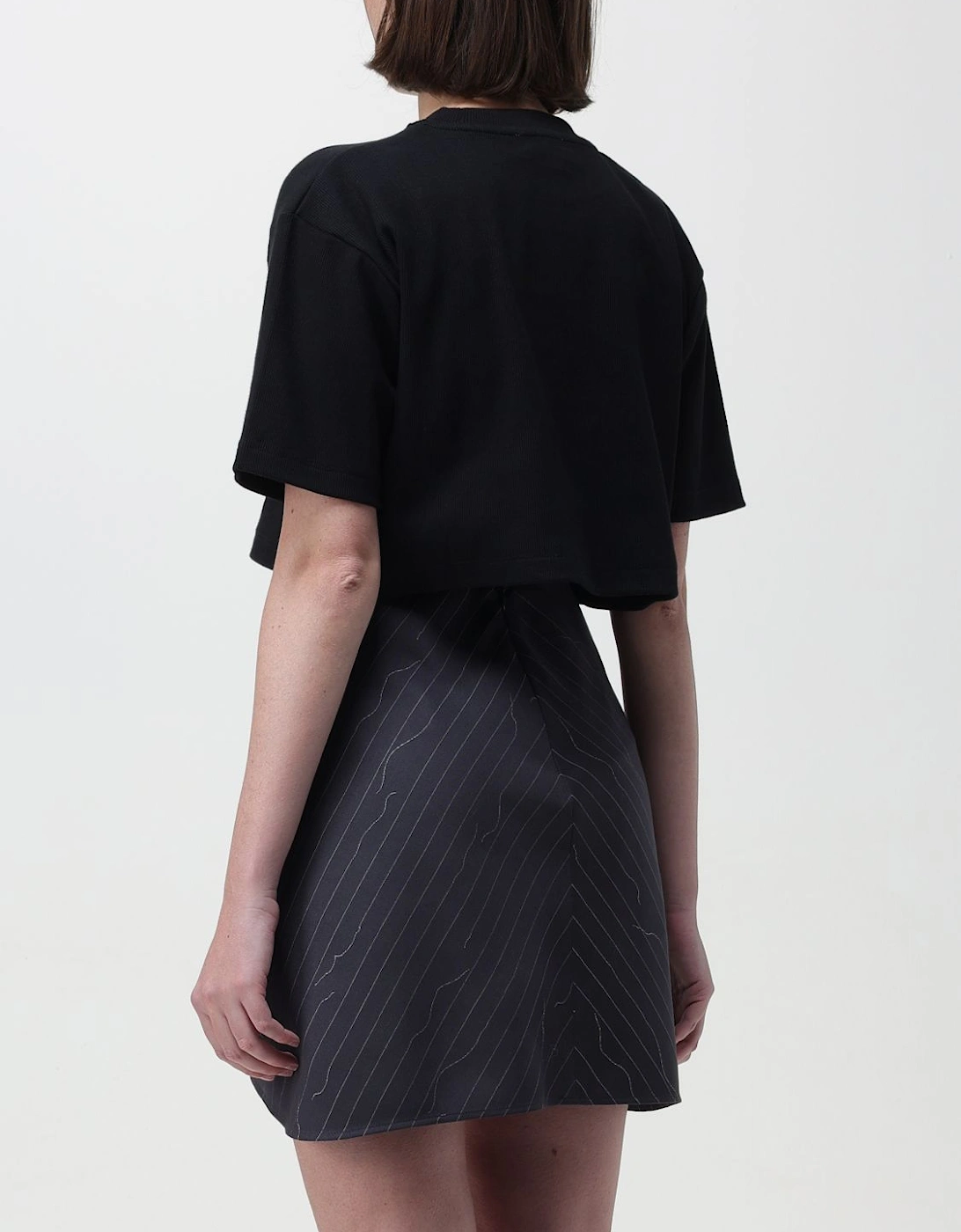 Crop Top  Pinstripe Mini Skirt Set