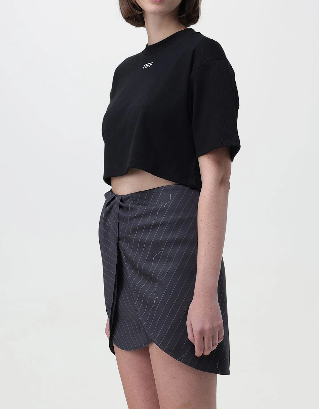 Crop Top  Pinstripe Mini Skirt Set