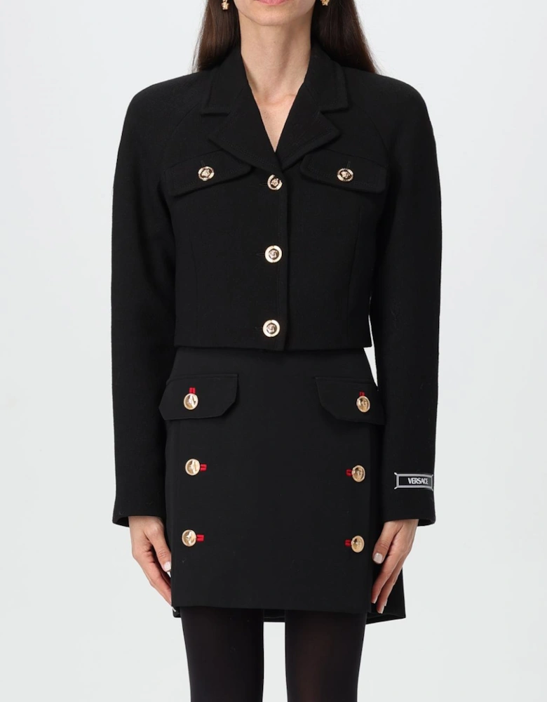 Cropped Wool Blazer Skirt Suit
