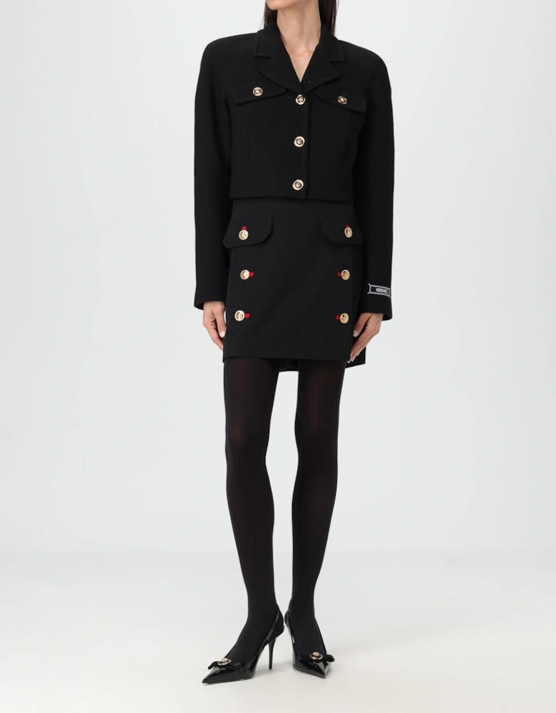 Cropped Wool Blazer Skirt Suit