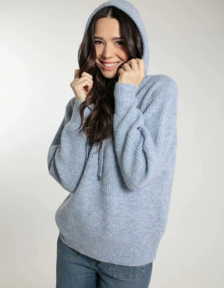NORWOOD KNITTED HOODIE IN SKY BLUE