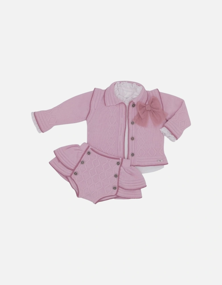 Girls Pale and Dusty Pink Knit Jam Pant Set