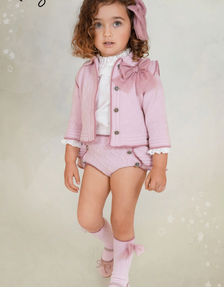 Girls Pale and Dusty Pink Knit Jam Pant Set
