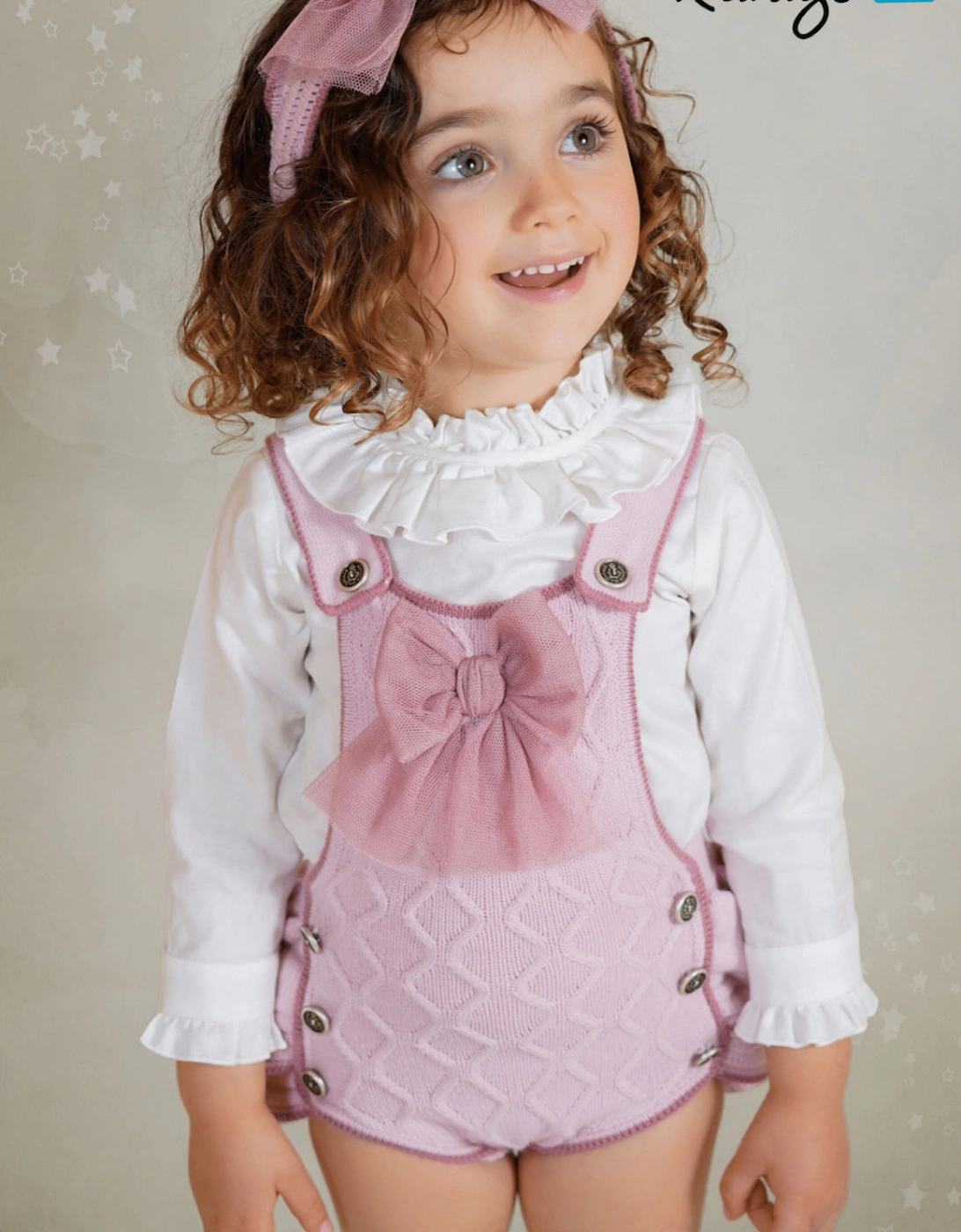 Girls Pale and Dusty Pink Knit Romper Set