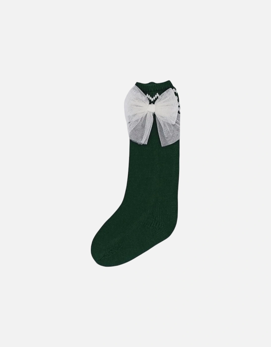 Girls Green and White Knit Socks, 3 of 2