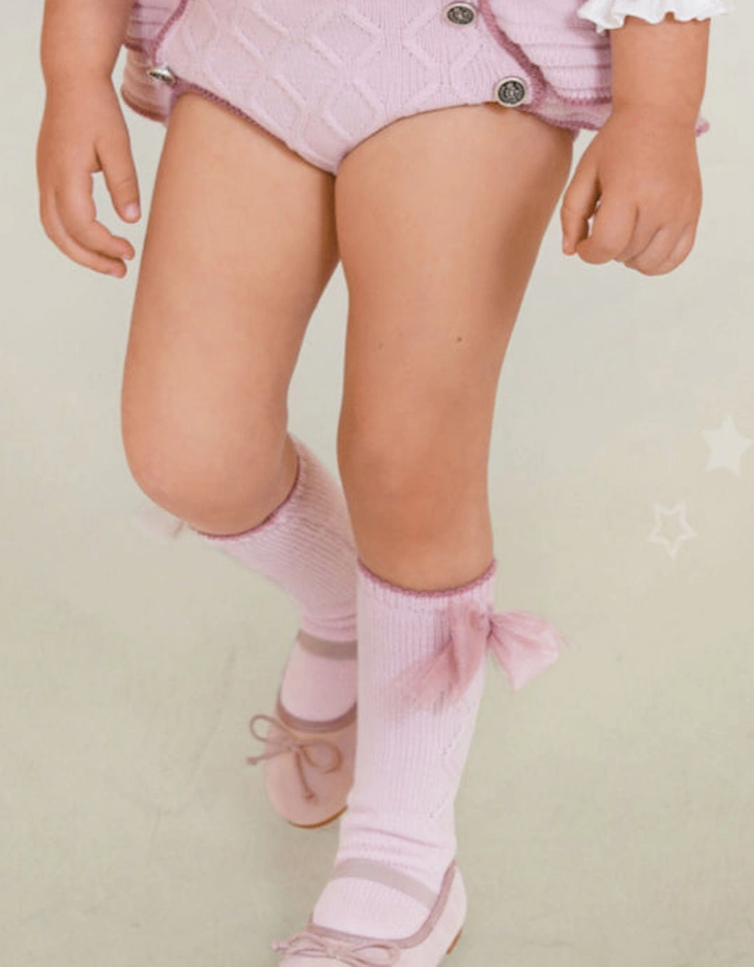 Girls Pale and Dusty Pink Knit Socks
