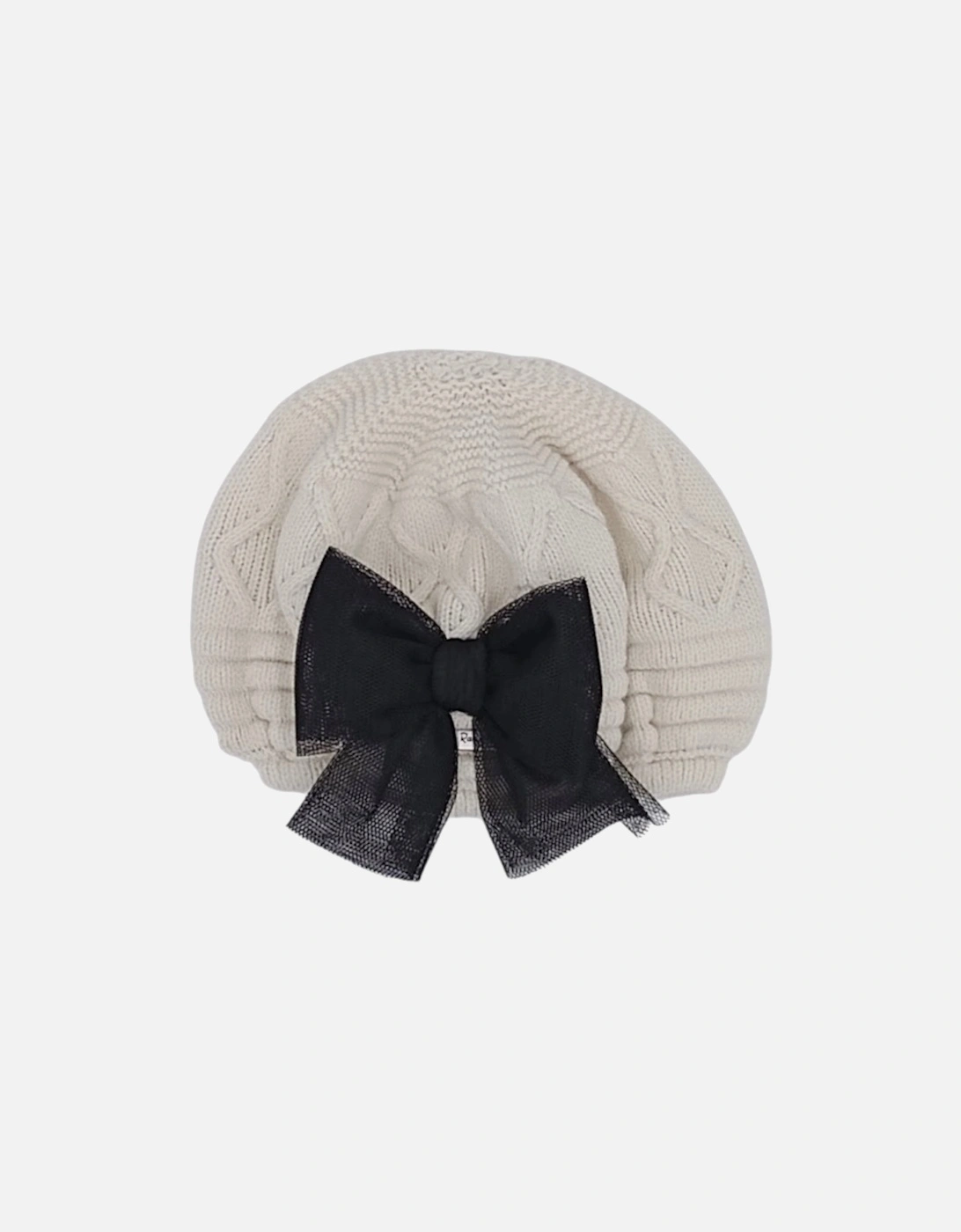 Girls Cream and Black Knit Hat, 2 of 1