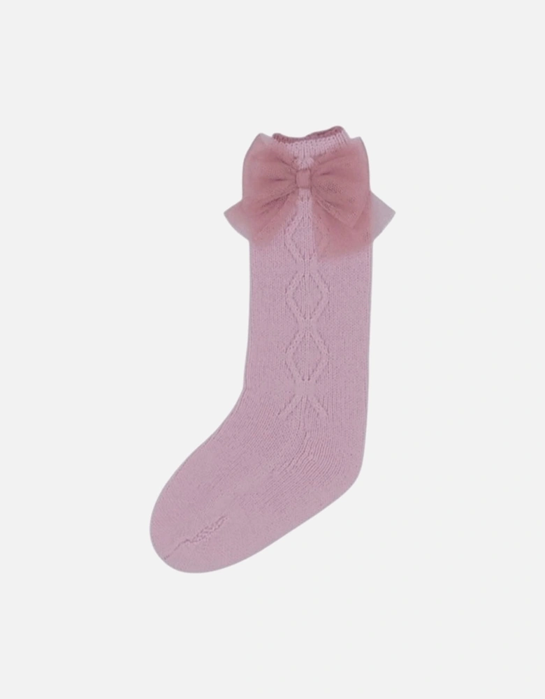 Girls Pale and Dusty Pink Knit Socks