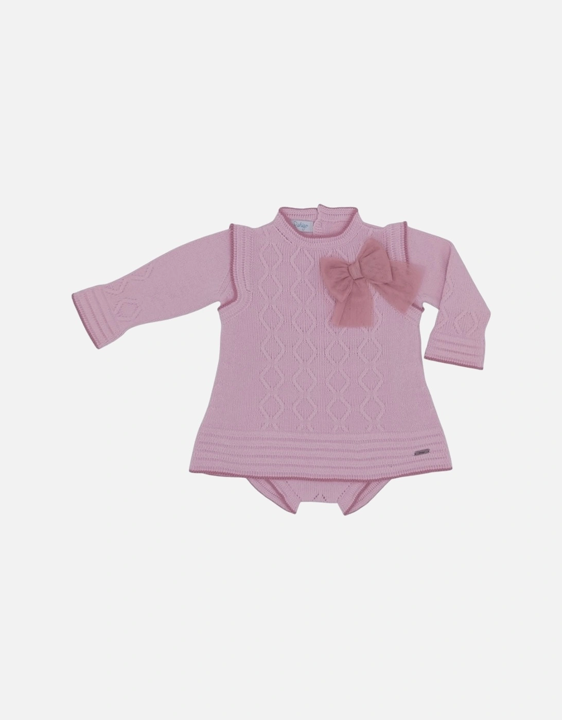 Girls Pale and Dusty Pink Knit Dress Set, 3 of 2
