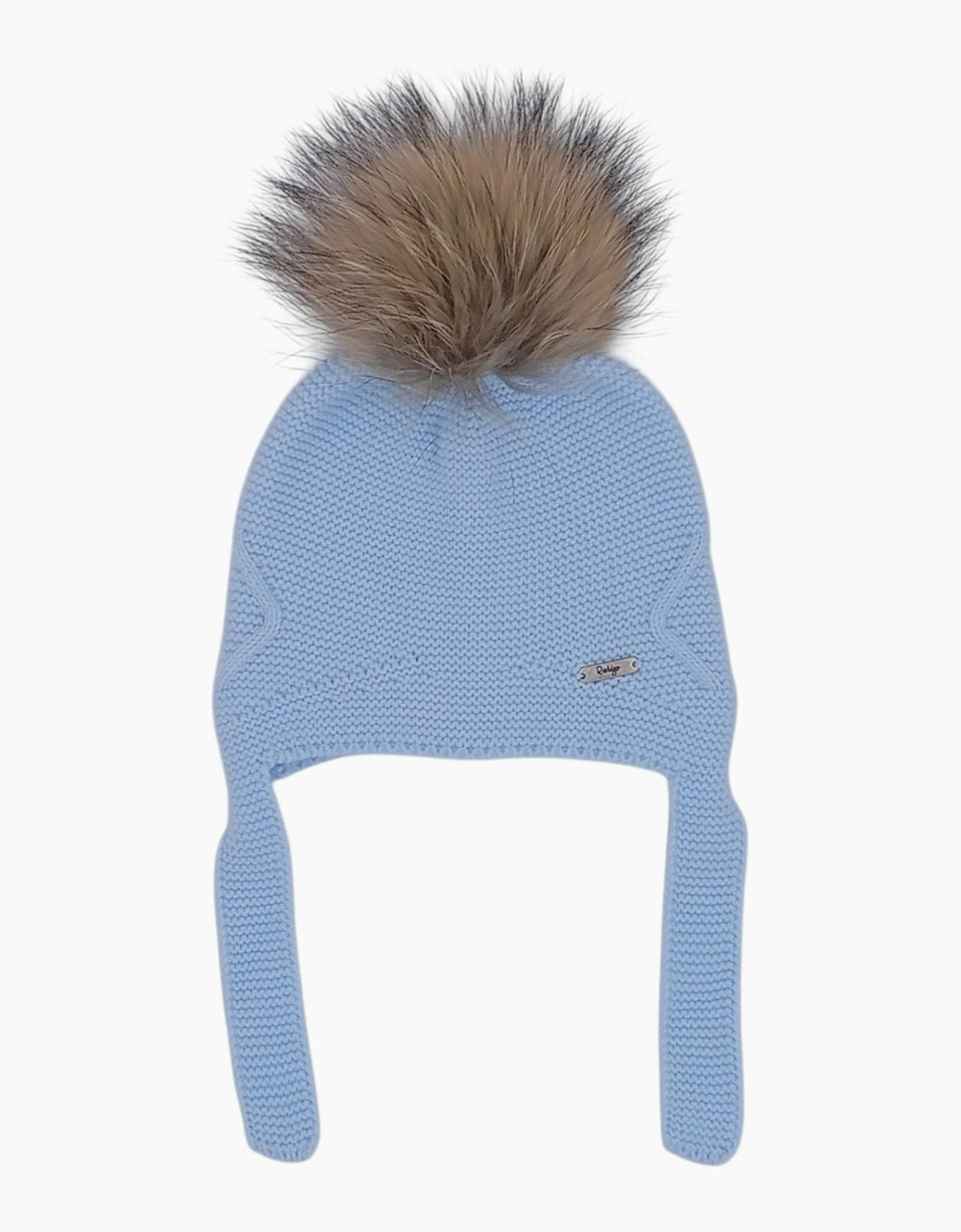 Rahigo Baby Boy's Boys Pale Blue Knit Fur Tie Hat - Size: 3-6 months