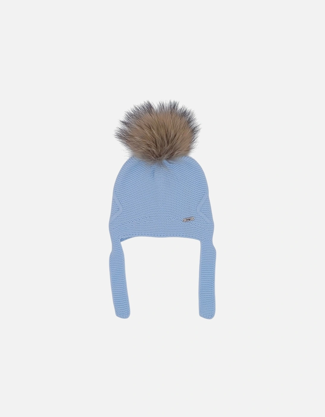 Boys Pale Blue Knit Fur Tie Hat, 4 of 3
