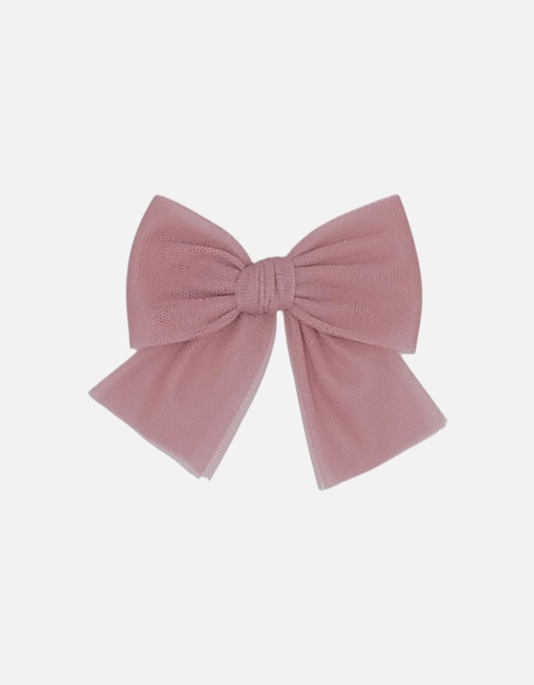 Girls Dusty Pink Tulle Bow Clip