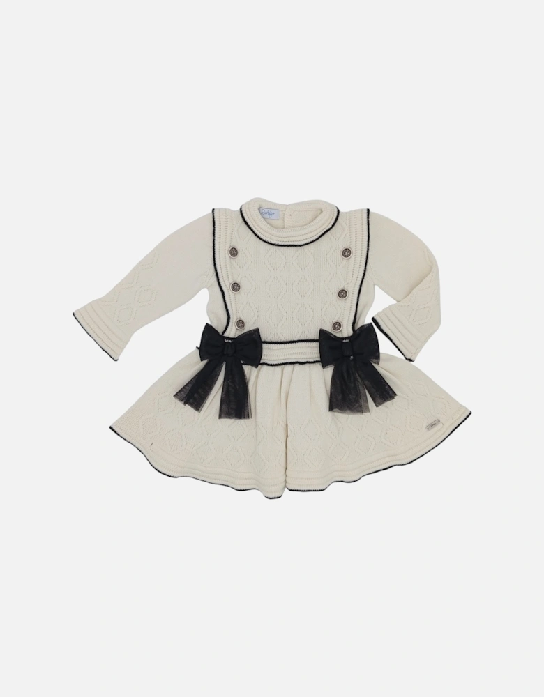 Girls Cream and Black Knit Dress